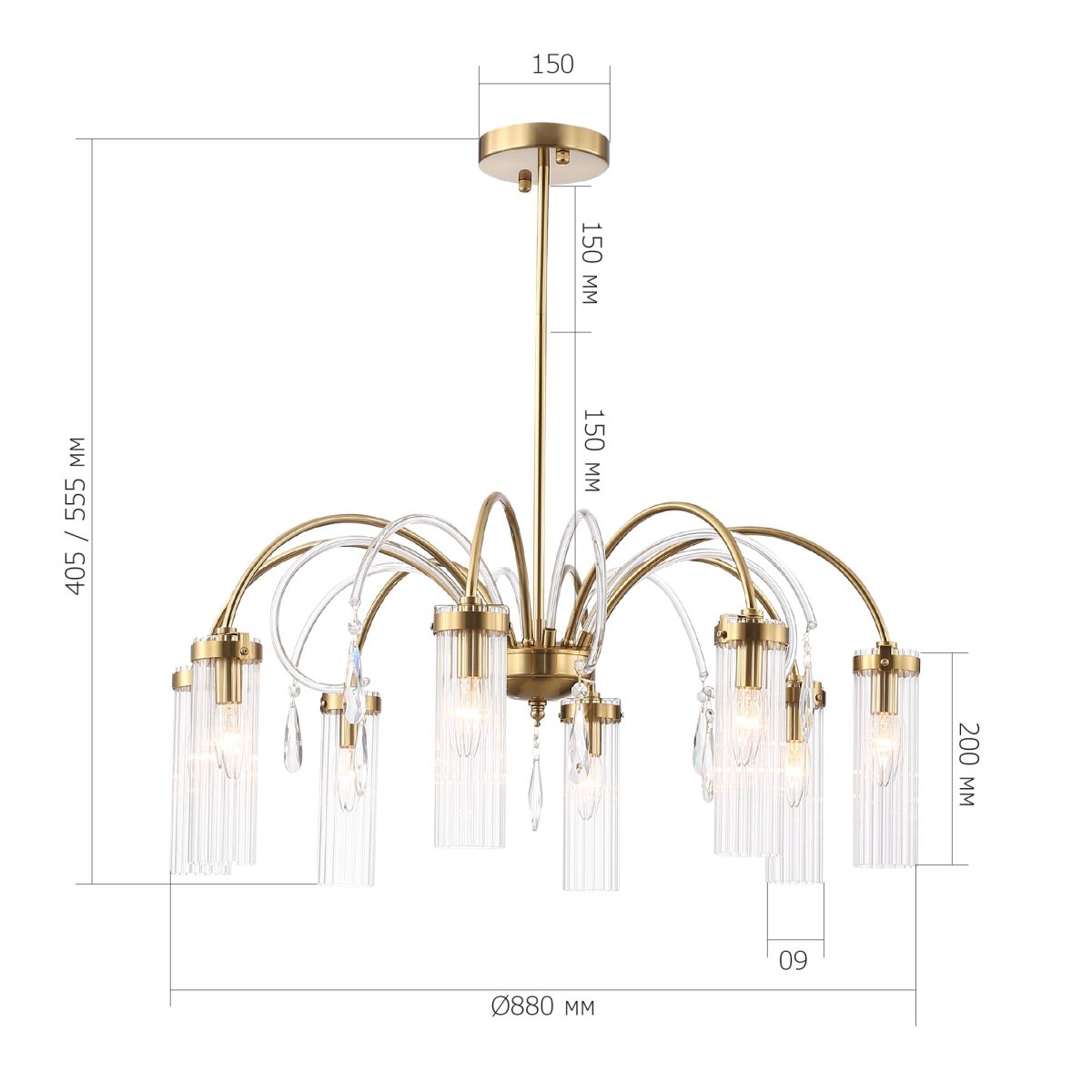 люстра на штанге st luce люминера sl1401.303.10