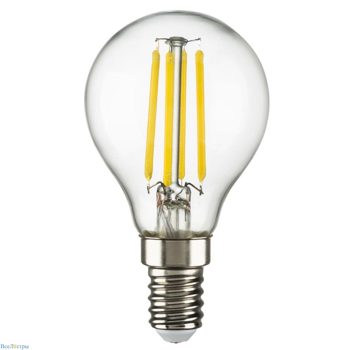 лампа светодиодная филаментная lightstar led filament e14 6w 4000k груша прозрачная 933804