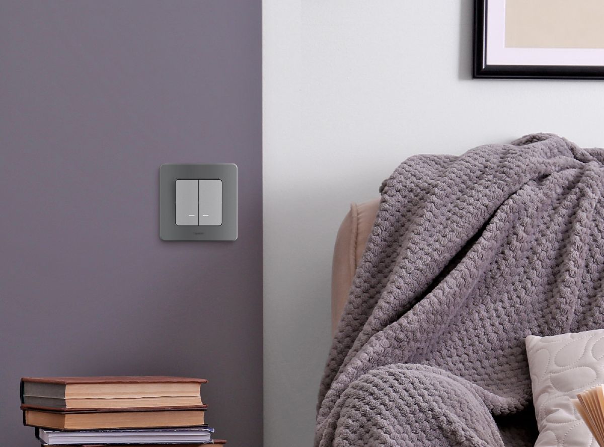 выключатель двухклавишный с подсветкой/индикацией legrand inspiria 673632