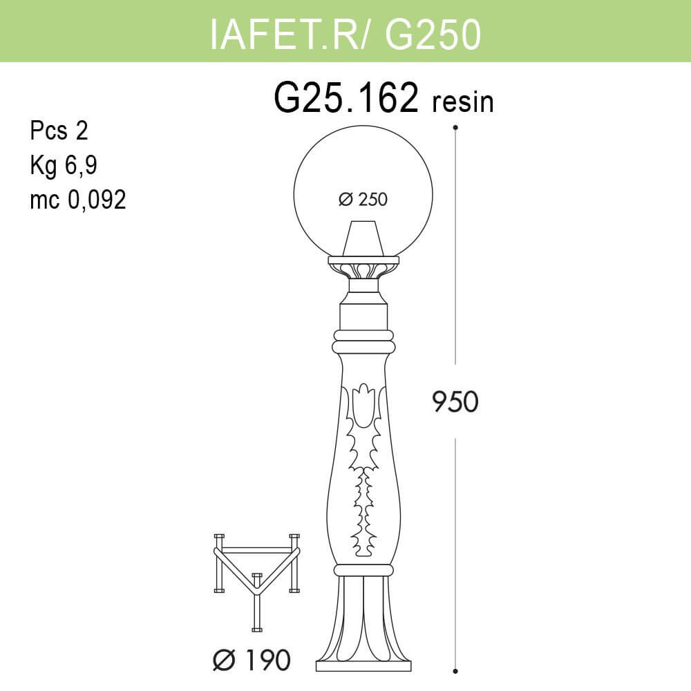 уличный светильник fumagalli iafaetr/g250 g25.162.000.axe27