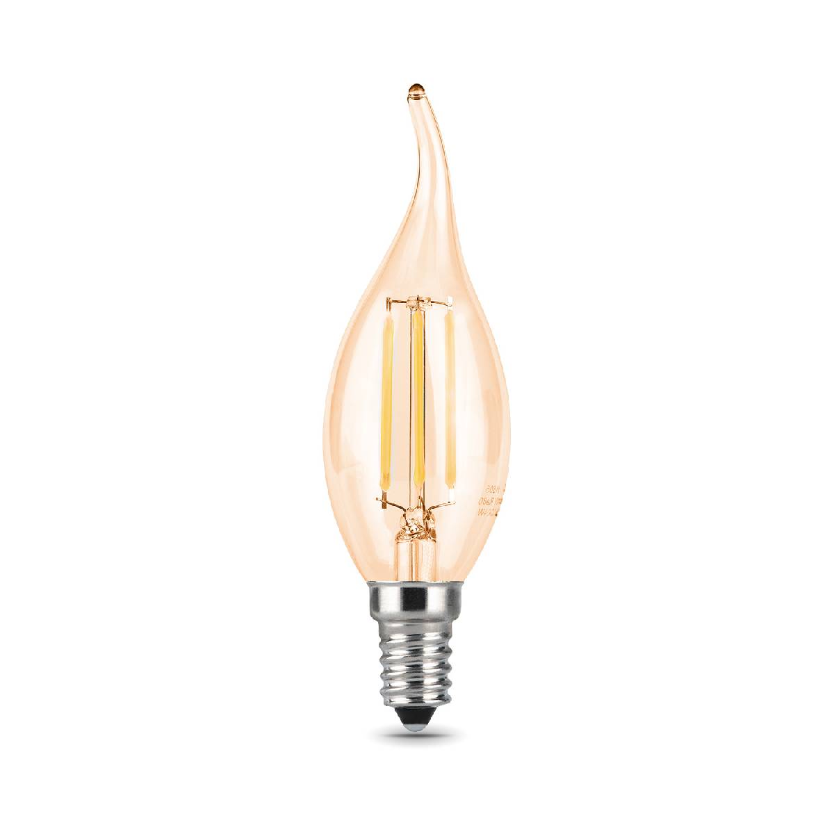 лампа светодиодная филаментная gauss e14 5w 4100k золотая 104801805