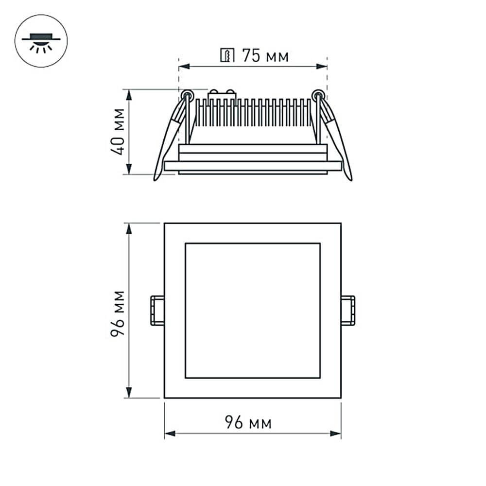 встраиваемый светодиодный светильник arlight lt-s96x96wh 6w day white 014934