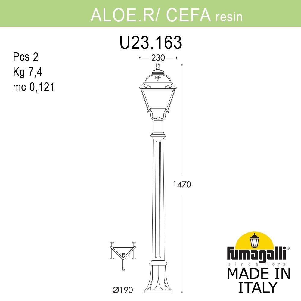 ландшафтный светильник fumagalli aloe.r/cefa u23.163.000.bxe27