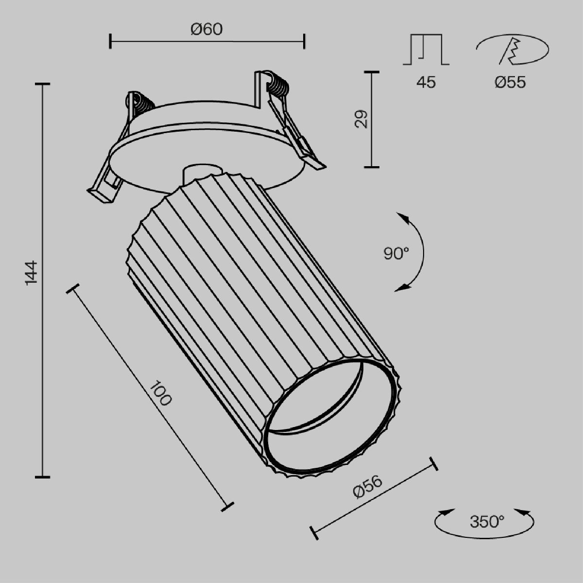 встраиваемый спот maytoni calipso c110cl-01-gu10-bs