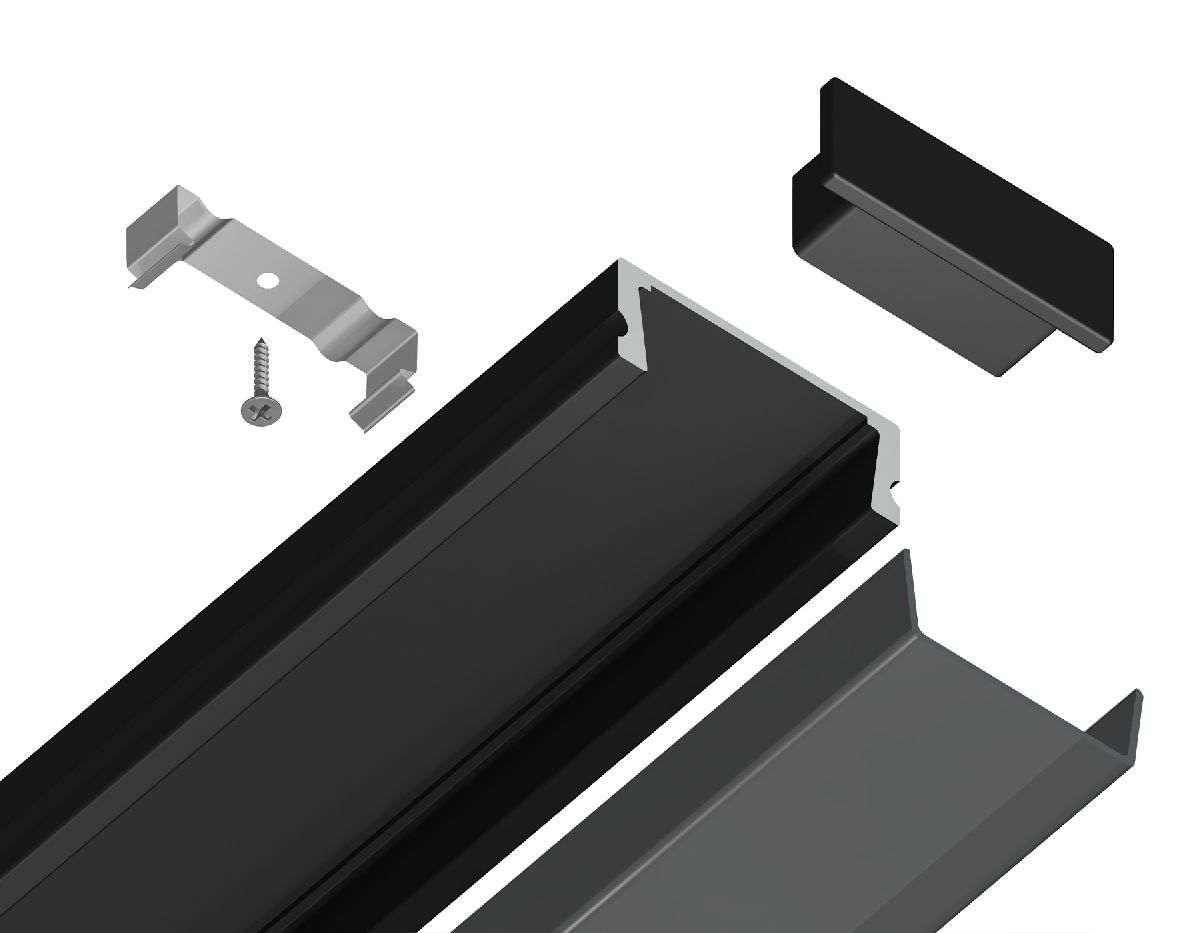 алюминиевый накладной профиль ambrella light alum profile gp1700bk/bk