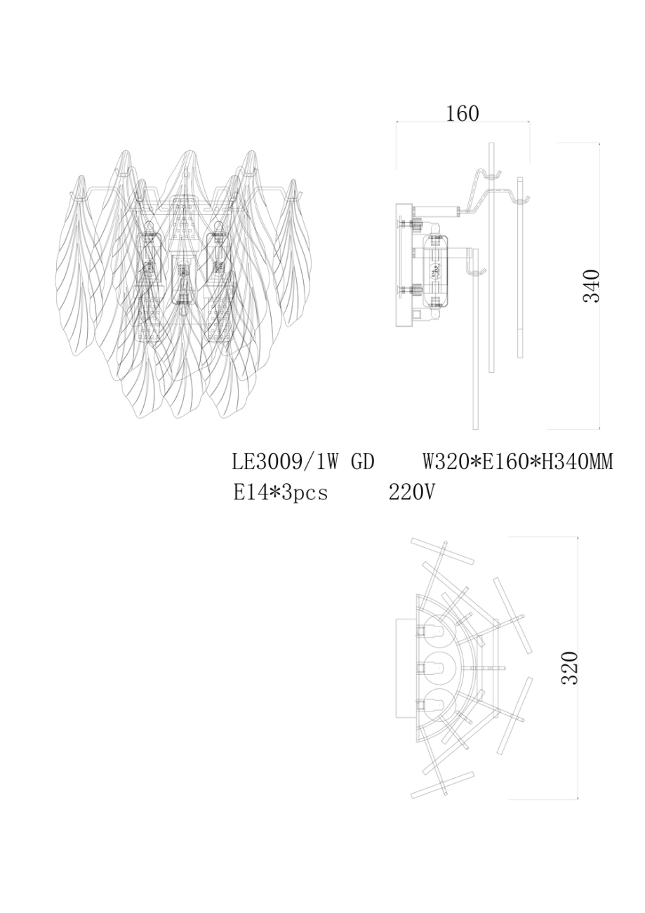 бра adele le3009/1w gd