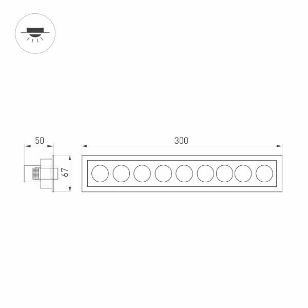 встраиваемый светодиодный светильник arlight ms-orient-built-turn-tc-s67x300-20w day3000 031931