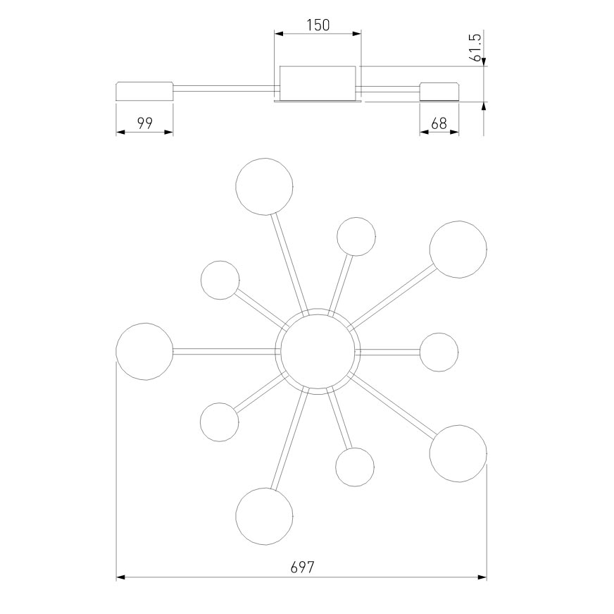 потолочный светильник eurosvet nitrino 90242/10 хром
