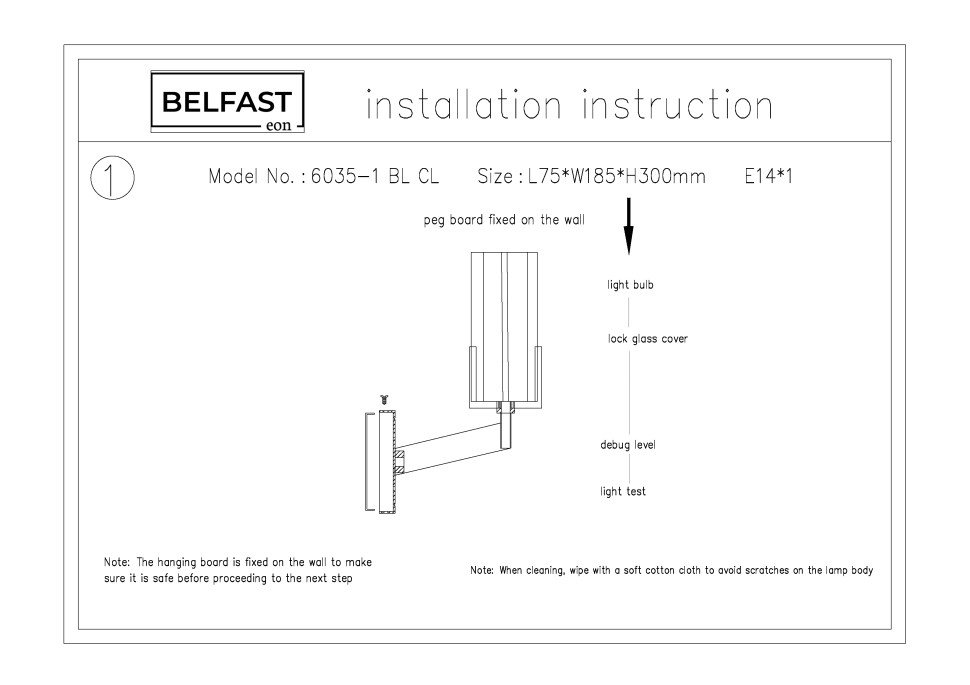 бра belfast malone 6035-1 bl cl