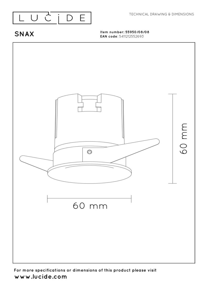 встраиваемый светильник lucide snax 55950/08/08
