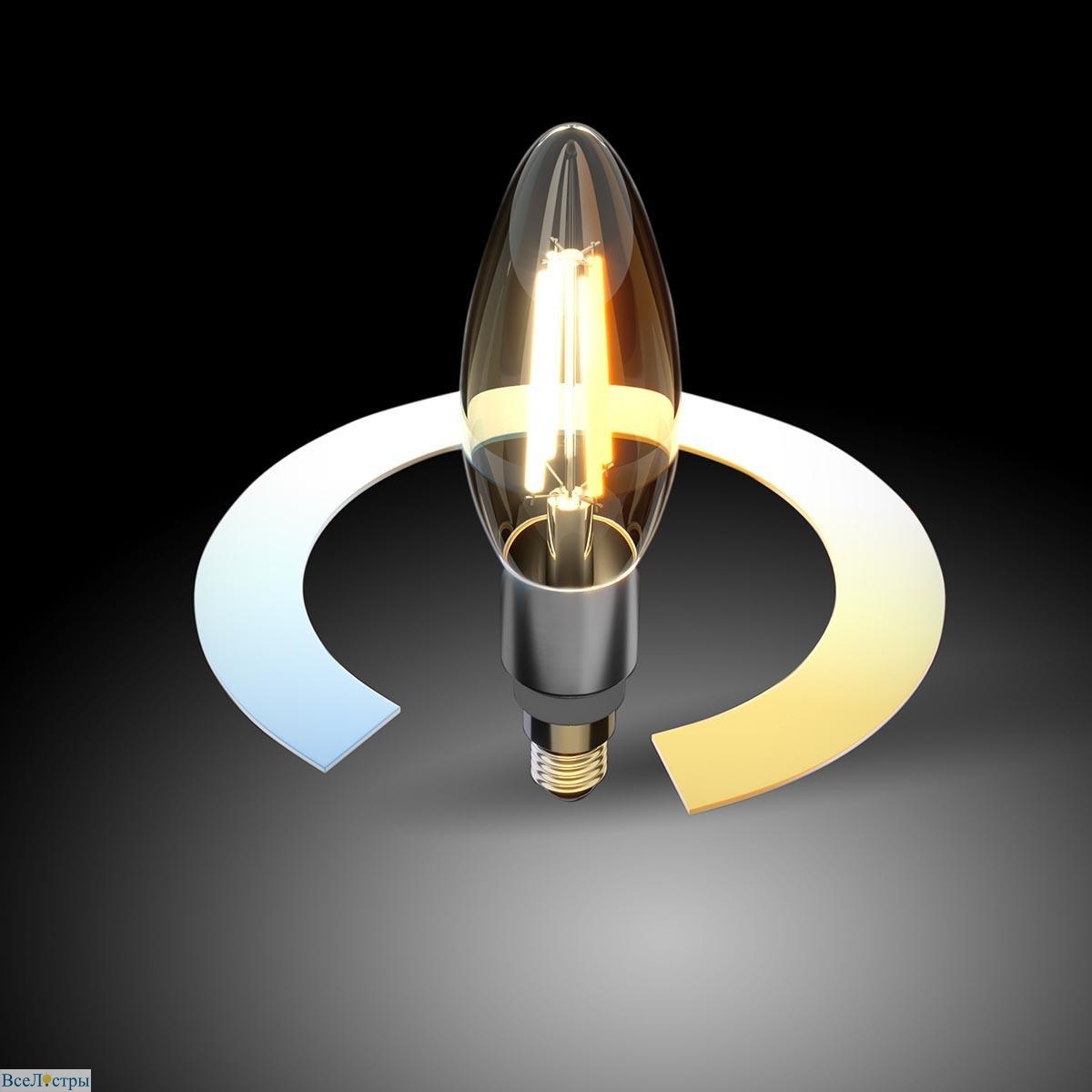 лампа светодиодная филаментная диммируемая elektrostandard e14 5w 3300/4200/6500k прозрачная ble1437 a055921