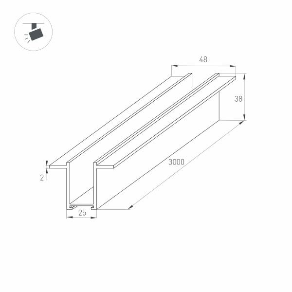 шинопровод магнитный встраиваемый arlight mag-track-2538-f-3000 033245