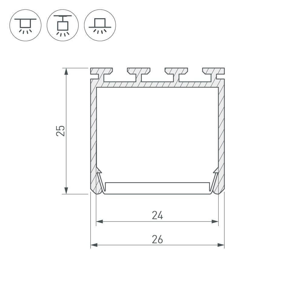 профиль arlight pls-lock-h25-2000 anod 016386