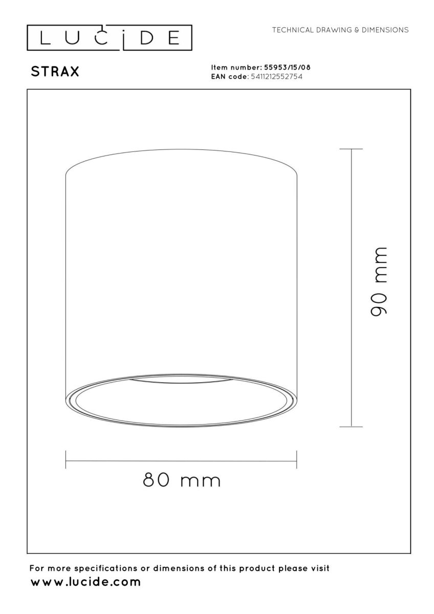 потолочный светильник lucide snaxx 55953/15/08