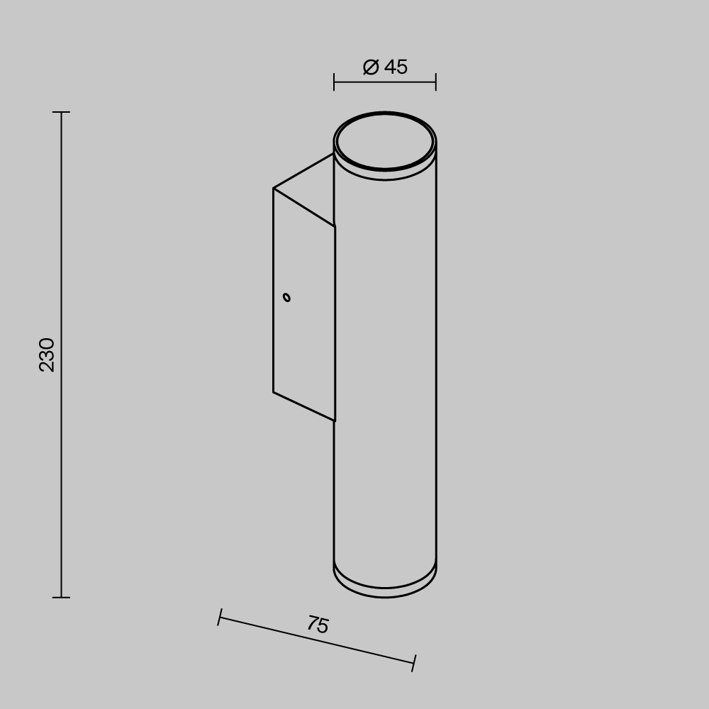 уличный настенный светильник maytoni tube o508wl-l6b3k