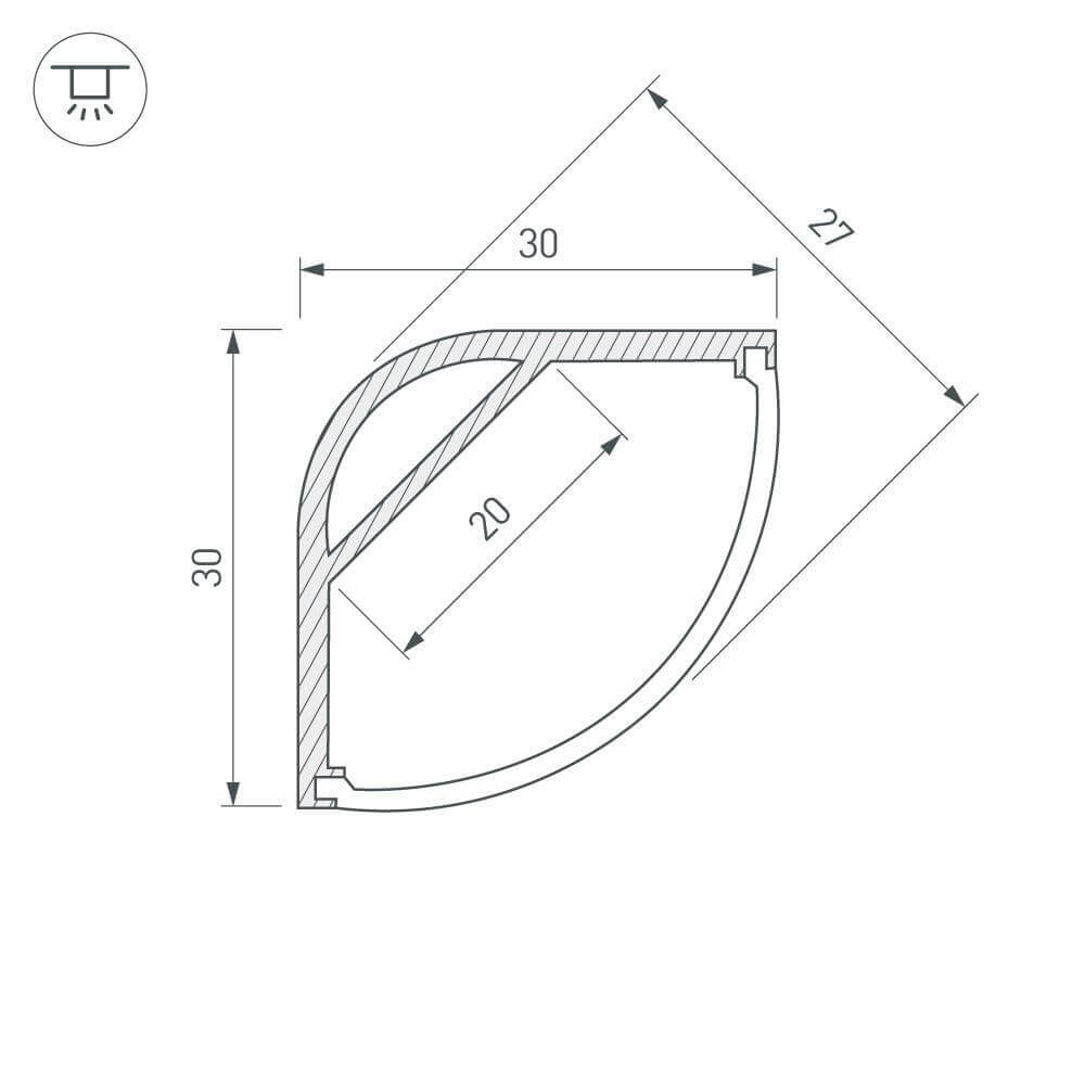 профиль arlight arh-kant-h30-2000 anod 016136