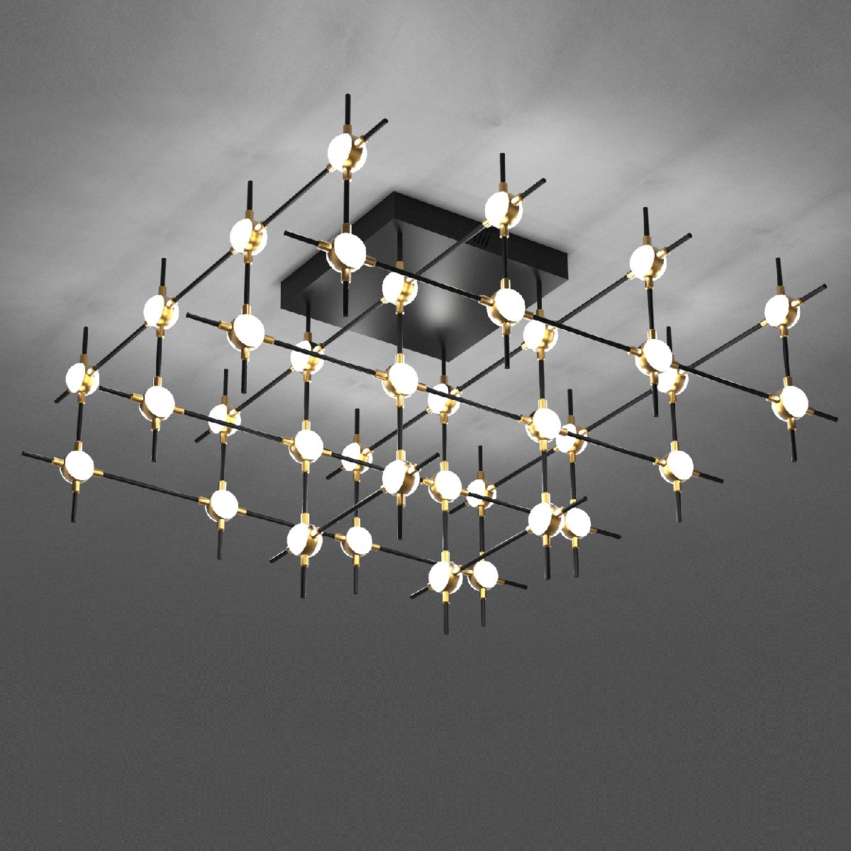 потолочная люстра delight collection molecular mx18001067-36a black/gold