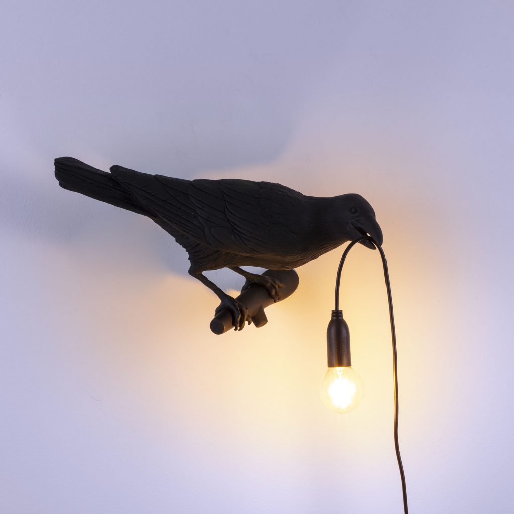 настенный светильник bird lamp black looking right seletti