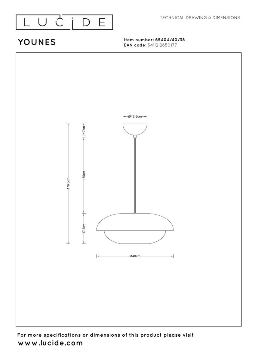 подвесной светильник lucide younes 65404/40/38