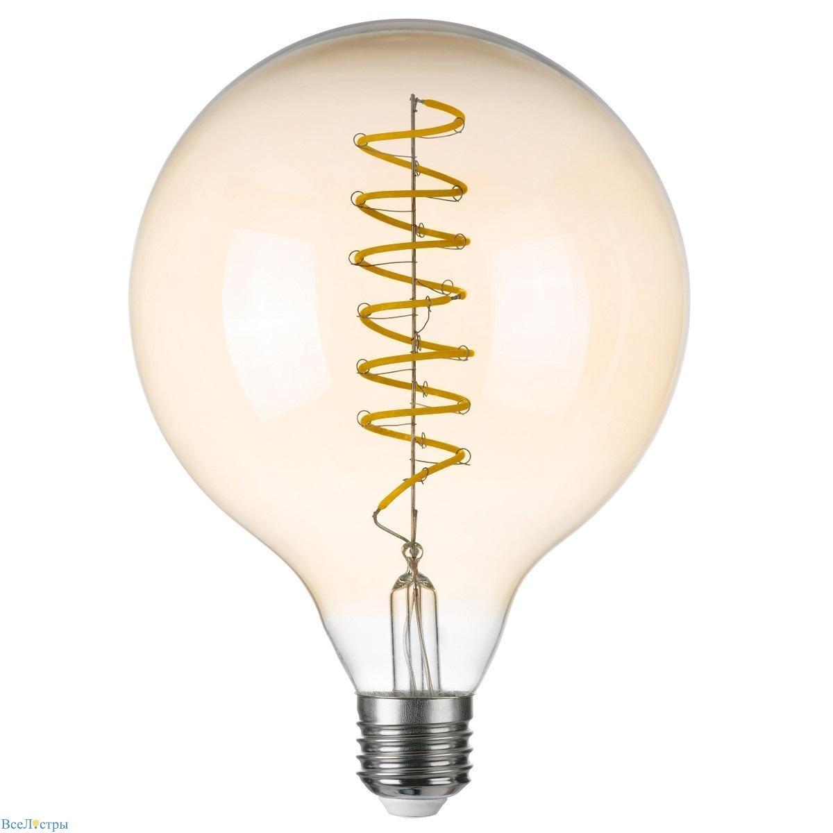 лампа светодиодная филаментная lightstar led filament e27 8w 3000k груша янтарная 933302