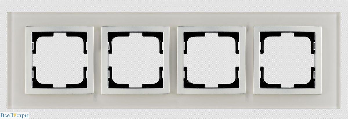 рамка 4-постовая mono electric style glass белое стекло 107-710000-163
