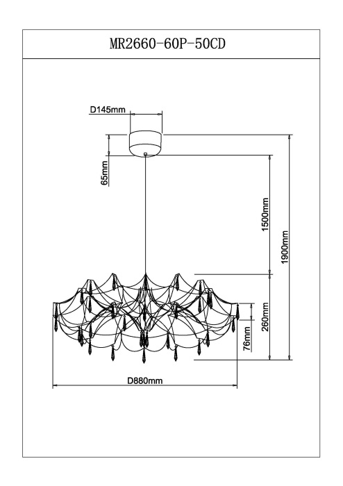 подвесная люстра myfar ersilia mr2660-60p-50cd