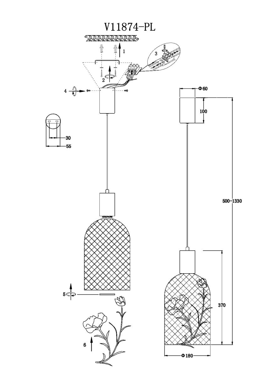 подвесной светильник moderli ophelia v11874-pl