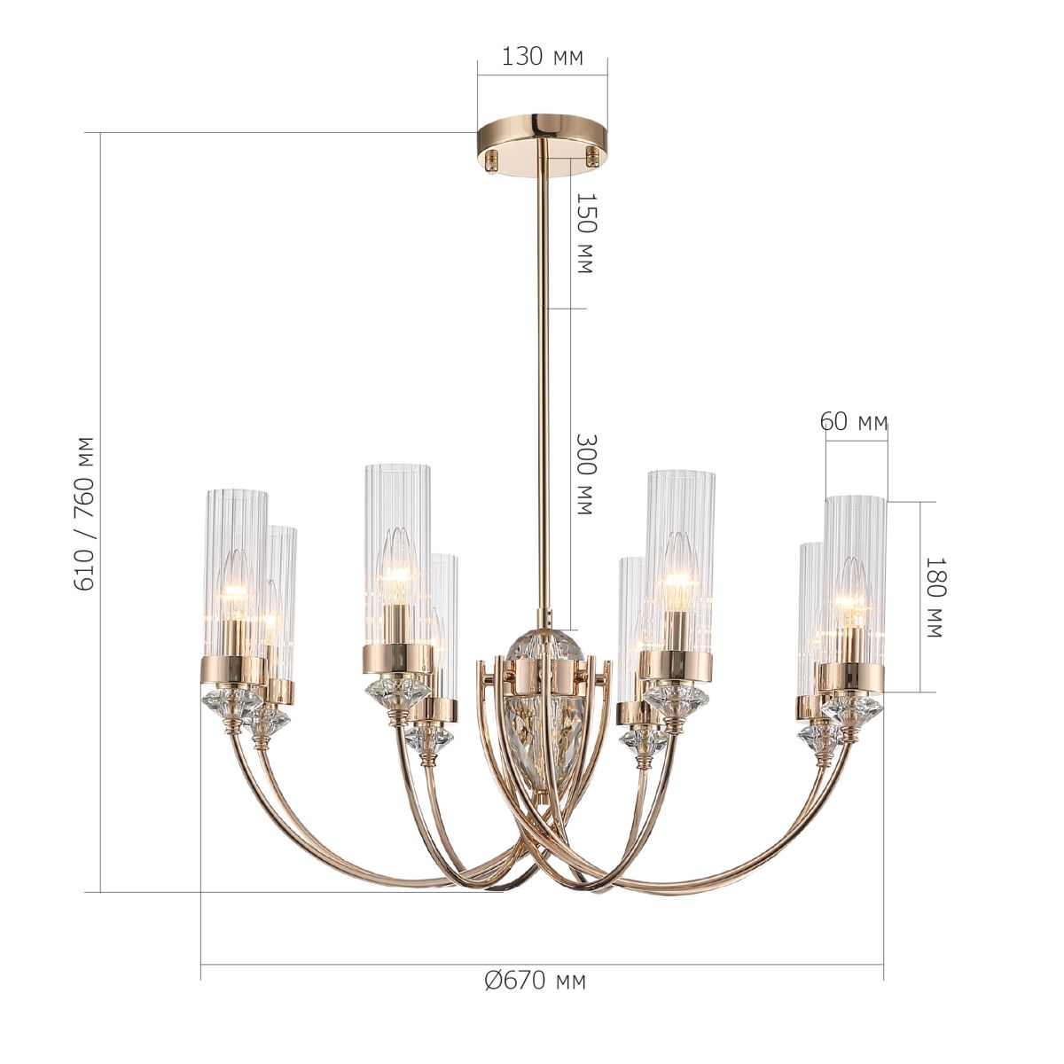 люстра на штанге st luce элегра sl1402.203.08