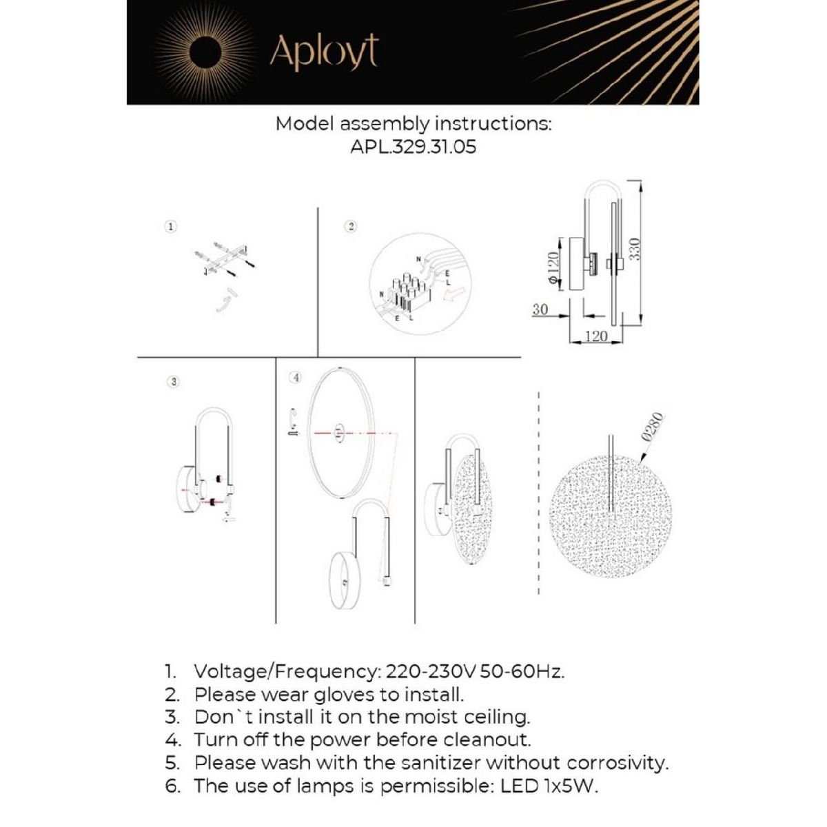 настенный светильник aployt luca apl.329.31.05