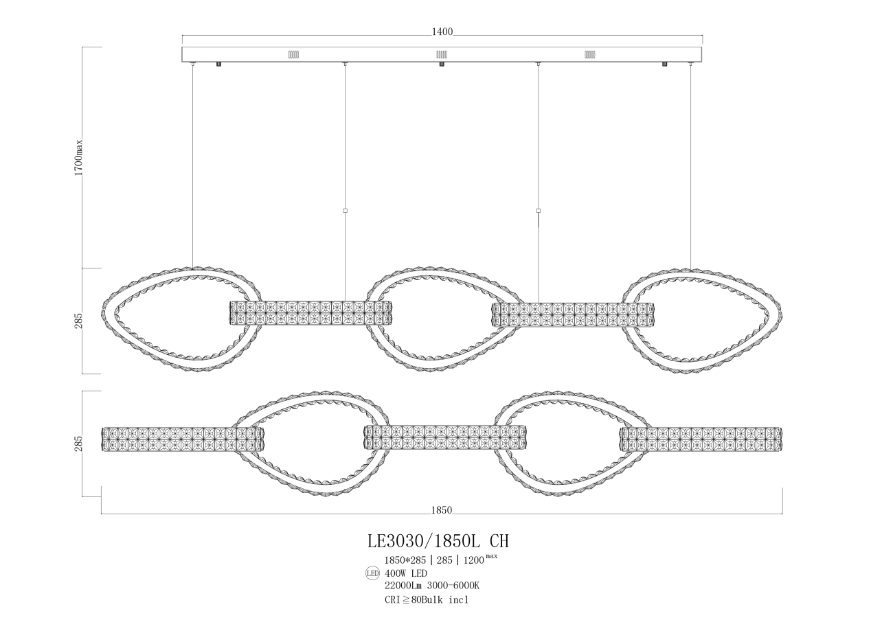 подвесная люстра veronique le3030/1850l ch