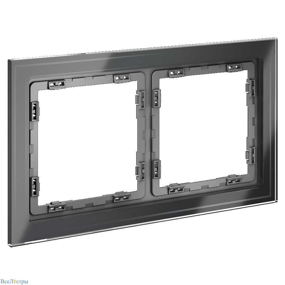 рамка стеклянная voltum s70 на 2 поста, (графит, стекло) vls110207