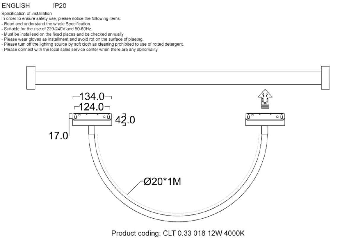 трековый светодиодный светильник для магнитного шинопровода crystal lux space clt 0.33 018 12w bl 4000k