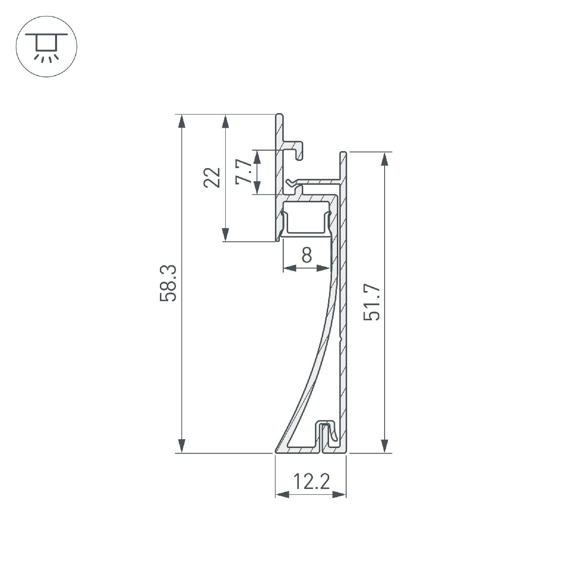 профиль arlight plintus-h58-f-2000 anod 046391