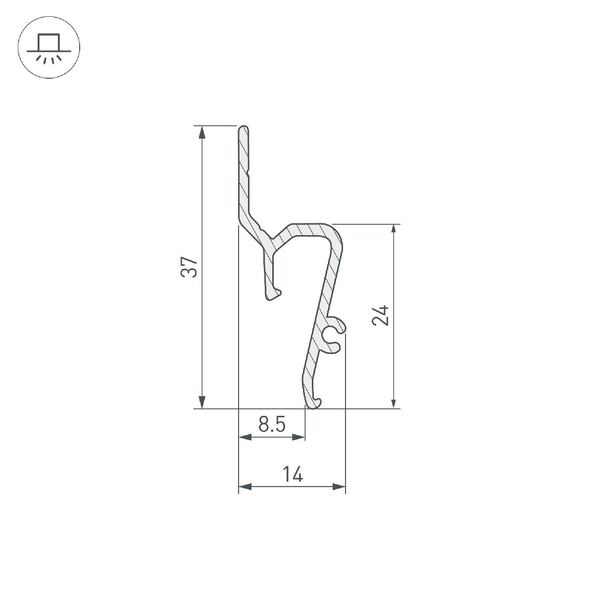 профиль arlight stretch-shadow-tech-2000 black a2-delta 039509