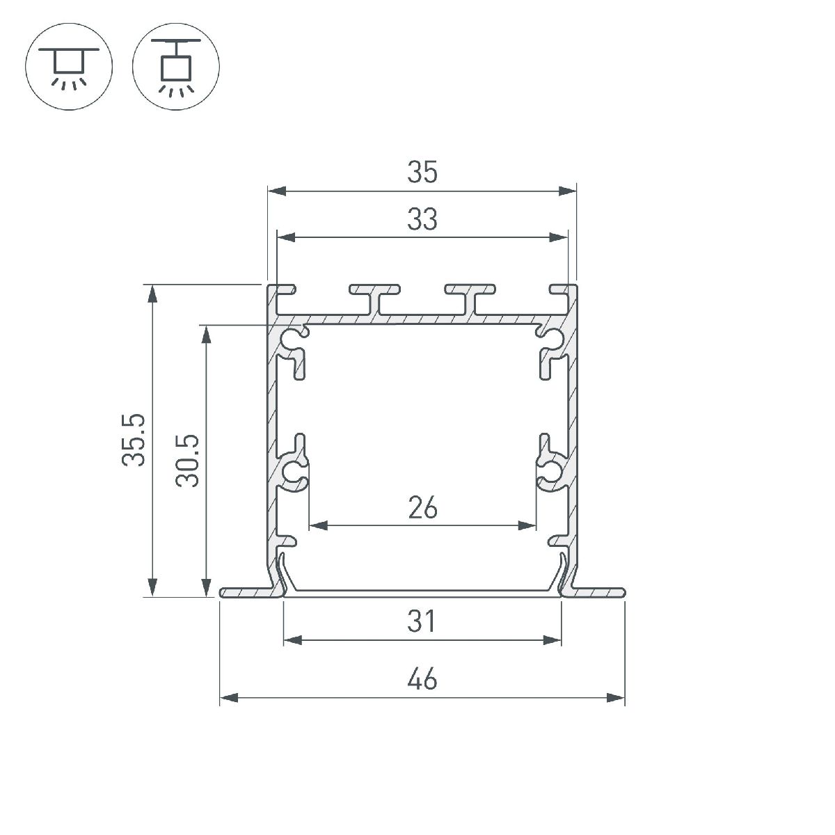 алюминиевый профиль arlight linia49-f-s-2500 white 041877