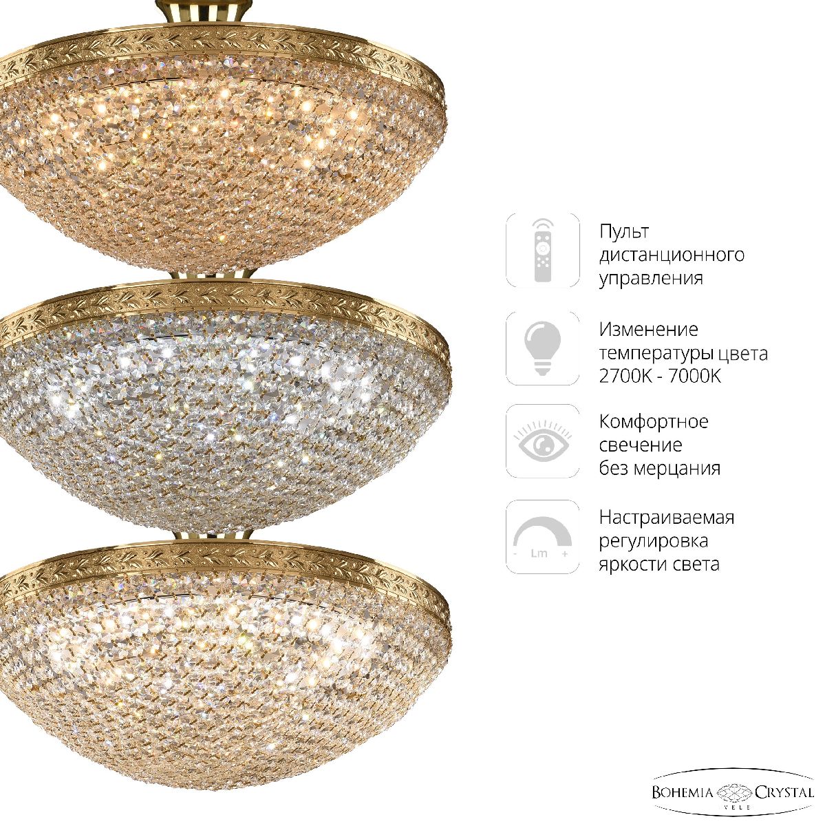 потолочная люстра bohemia ivele crystal 19321/45iv/led-dim g