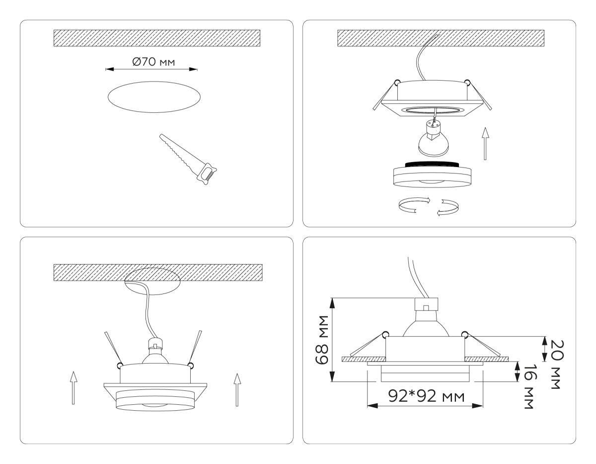 встраиваемый светильник ambrella light techno spot acrylic tech tn30710