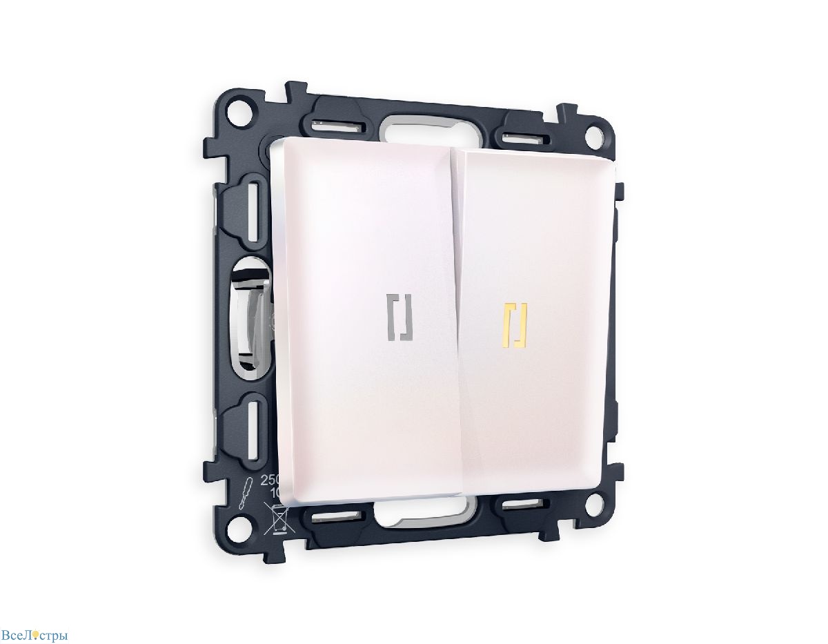 комплект механизма 2-кл выключателя с подсветкой ambrella volt alfa ma204010