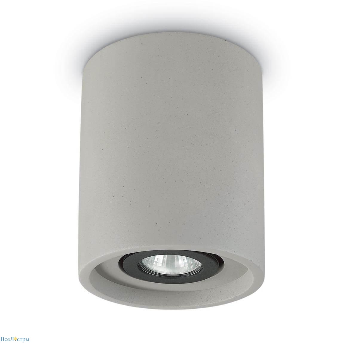 потолочный светильник ideal lux oak pl1 round cemento 150437