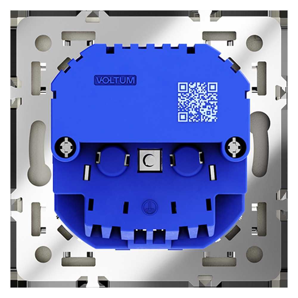 розетка встраиваемая voltum s70 с заземлением и защитными шторками, 16а, с usb, a+a, (сталь) vls040405