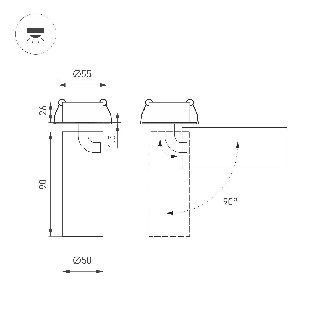 встраиваемый спот arlight sp-gabi-built-flap-r50-9w day4000 052353
