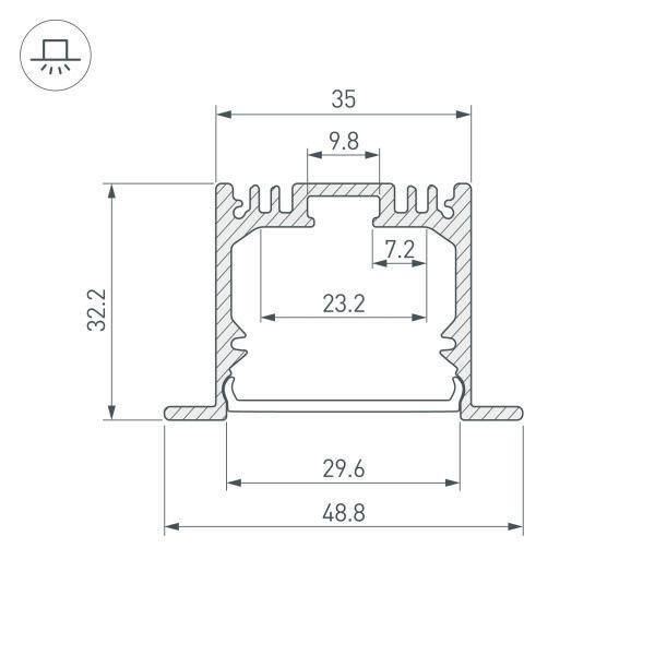 профиль встраиваемый arlight arh-power-w35-3000 anod 036168