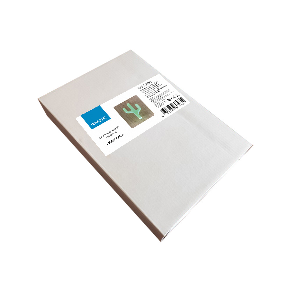 светодиодный ночник apeyron кактус зеленый 2хаа мдф 12-186