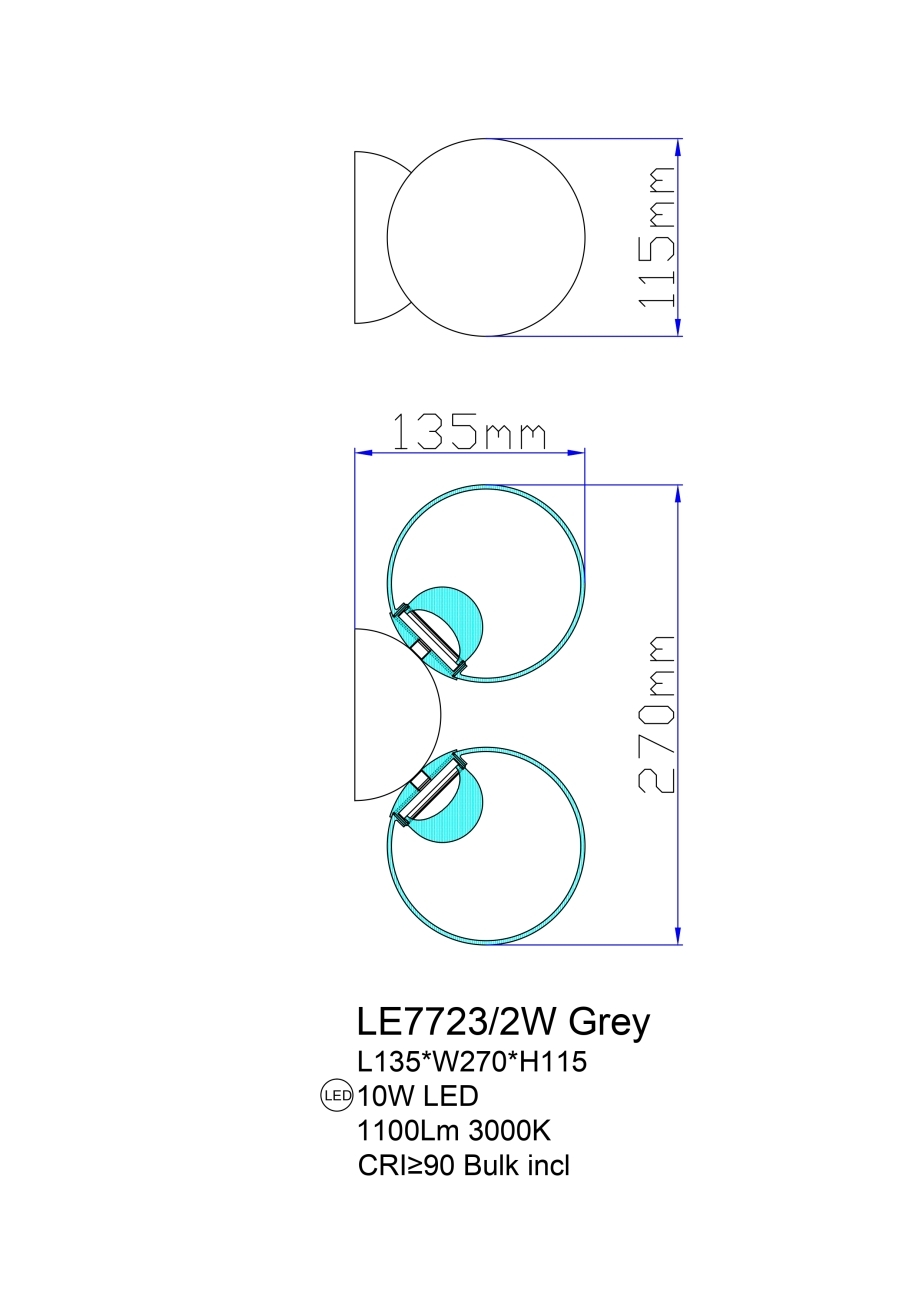 бра molecule le7723/2w chrome