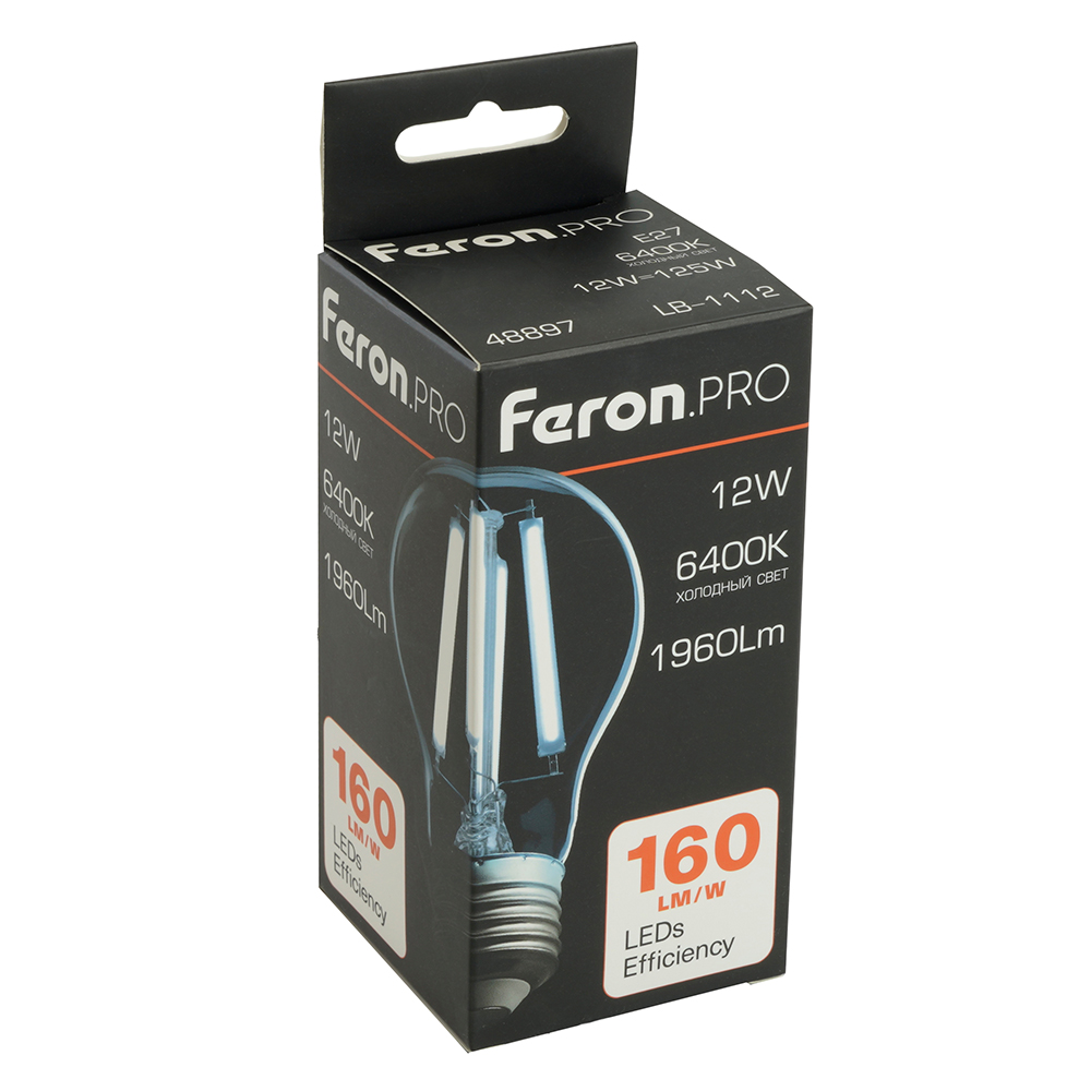 светодиодная лампа feron lb-1112 e27 12w 6400k 48897