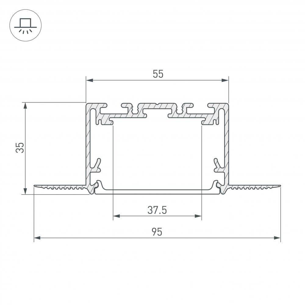 профиль arlight sl-linia55-fantom-2500 seamless anod 029507