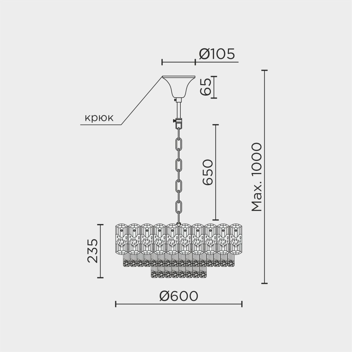 подвесная люстра modelux ml.7092.600 cr