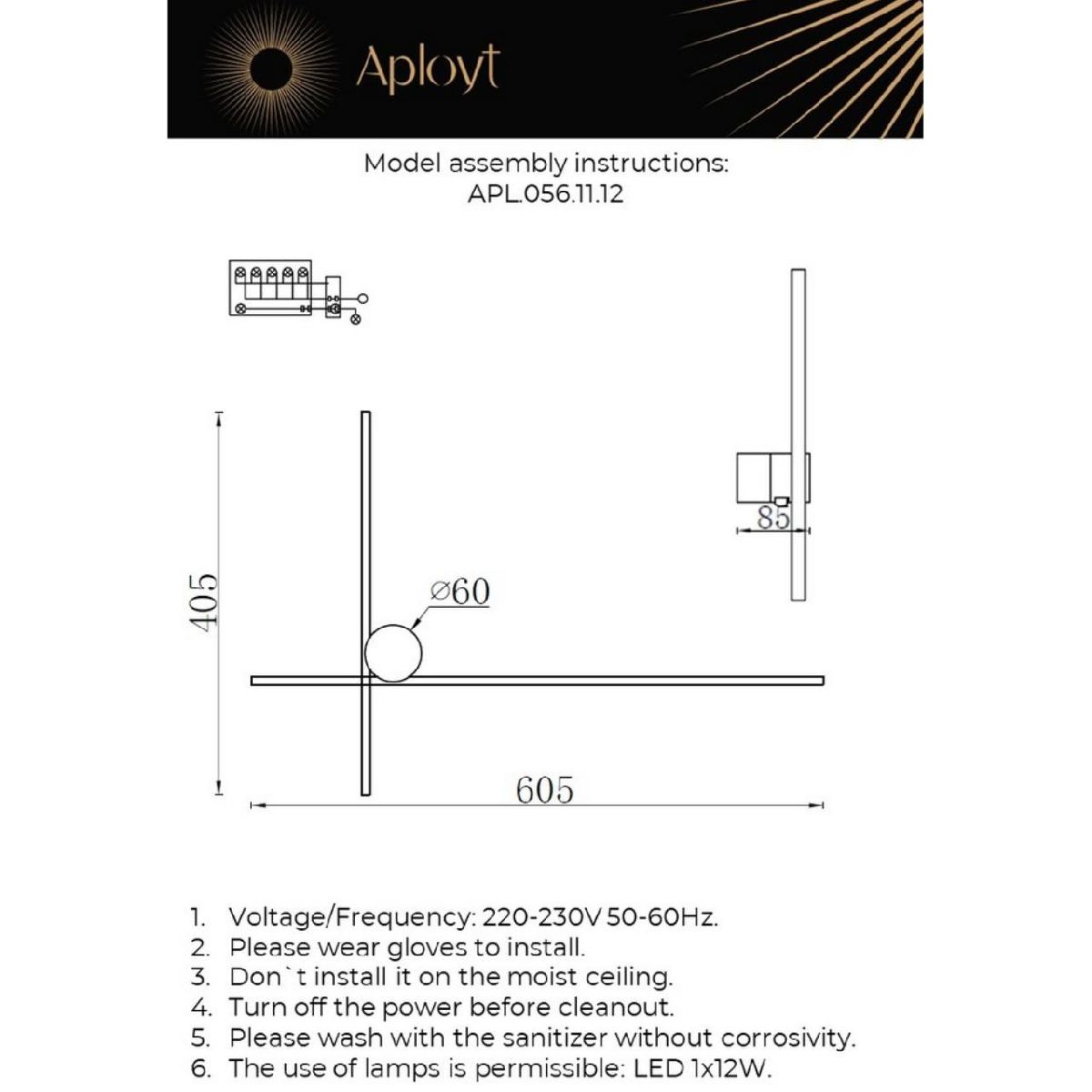 настенный светильник aployt beatris apl.056.11.12