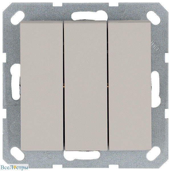 выключатель трехклавишный 10a 250v с накладкой, цвет тауп jasmart g3031t