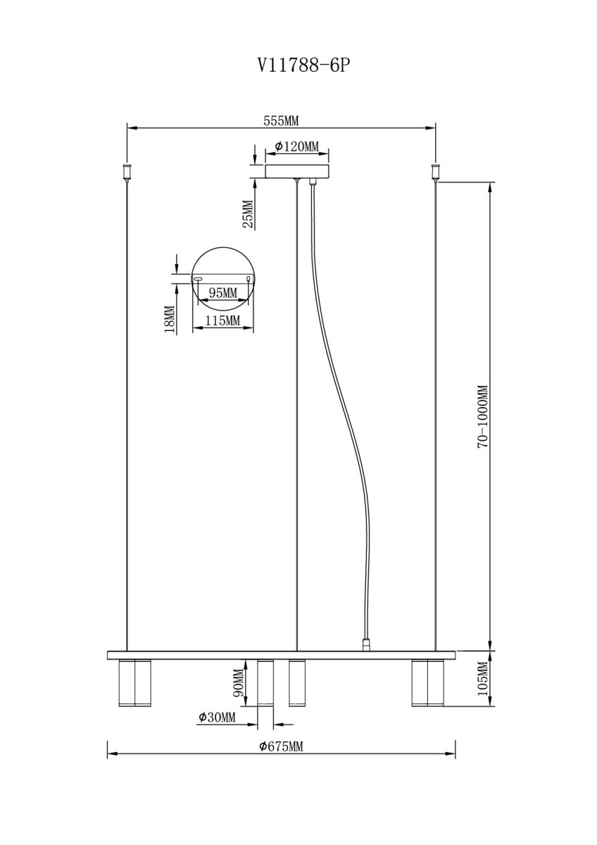 подвесная люстра moderli sofina v11788-6p